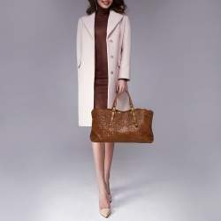 مملوكة مسبقًا Bottega Veneta Brown Embroidered Intrecciato Leather Tote