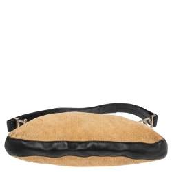 مملوكة مسبقًا Bottega Veneta Beige/Black Leather and Signature Embossed Suede Shoulder Bag