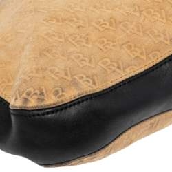 مملوكة مسبقًا Bottega Veneta Beige/Black Leather and Signature Embossed Suede Shoulder Bag