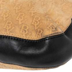 مملوكة مسبقًا Bottega Veneta Beige/Black Leather and Signature Embossed Suede Shoulder Bag