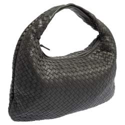 Pre Owned Bottega Veneta Grey Intrecciato Leather Small Veneta Hobo