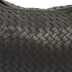 Pre Owned Bottega Veneta Grey Intrecciato Leather Small Veneta Hobo
