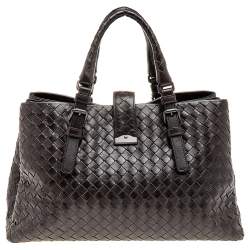 مملوكة مسبقًا Bottega Veneta Dark Brown Intrecciato Leather Small Roma Tote