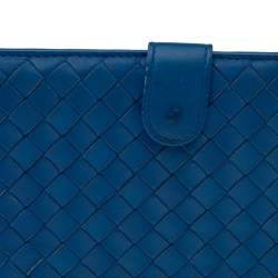 Bottega Veneta Blue Intrecciato Leather Continental Wallet