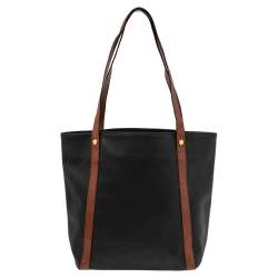 Pre Owned Bottega Veneta Black/Brown Textured Leather Vintage Tote