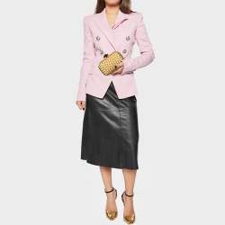 Pre Owned Bottega Veneta Beige-Brown Intrecciato Satin And Python Leather Trim Knot Clutch