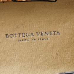 Pre Owned Bottega Veneta Beige-Brown Intrecciato Satin And Python Leather Trim Knot Clutch