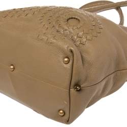 Pre Owned Bottega Veneta Beige Leather Tote