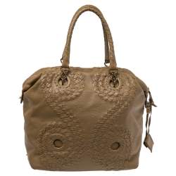 Pre Owned Bottega Veneta Beige Leather Tote