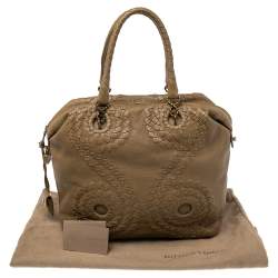 Pre Owned Bottega Veneta Beige Leather Tote