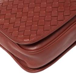 Pre Owned Bottega Veneta Brown Intrecciato Leather Full Flap Crossbody Bag