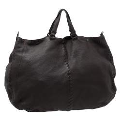 Pre Owned Bottega Veneta Brown Leather Intrecciato Shoulder Bag