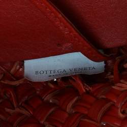 Pre Owned Bottega Veneta Orange Intrecciato Leather Large Cabat Tote
