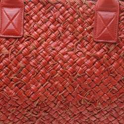 Pre Owned Bottega Veneta Orange Intrecciato Leather Large Cabat Tote