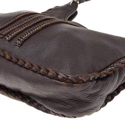 Pre Owned حقيبة هوبو بوتيغا فينيتا جلد بني