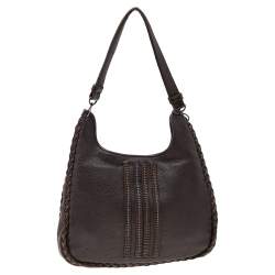 Pre Owned حقيبة هوبو بوتيغا فينيتا جلد بني