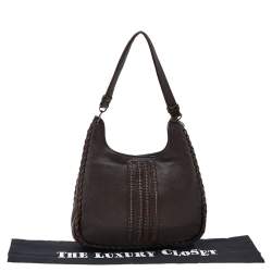 Pre Owned حقيبة هوبو بوتيغا فينيتا جلد بني