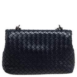 Bottega Veneta Black Intrecciato Leather Small Olimpia Shoulder Bag