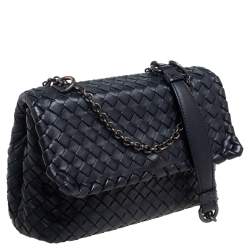 Bottega Veneta Black Intrecciato Leather Small Olimpia Shoulder Bag