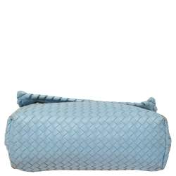 Bottega Veneta Light Blue Intrecciato Leather Medium Olimpia Shoulder Bag