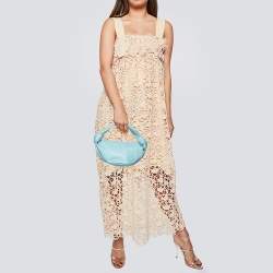 Pre Owned Bottega Veneta Celeste Blue Leather Double Knot Clutch