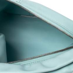 Pre Owned Bottega Veneta Celeste Blue Leather Double Knot Clutch