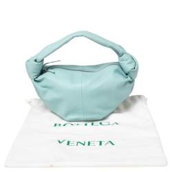 Pre Owned Bottega Veneta Celeste Blue Leather Double Knot Clutch