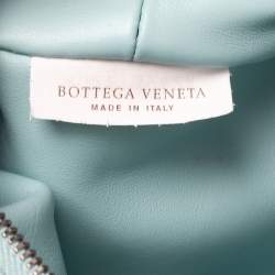 Pre Owned Bottega Veneta Celeste Blue Leather Double Knot Clutch