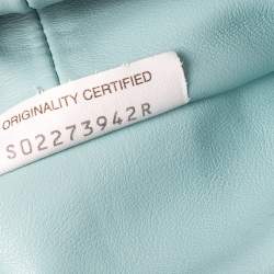 Pre Owned Bottega Veneta Celeste Blue Leather Double Knot Clutch