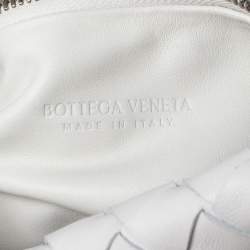Pre Owned Bottega Veneta White Intrecciato Leather Mini BV Jodie Hobo