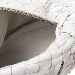 Pre Owned Bottega Veneta White Intrecciato Leather Mini BV Jodie Hobo