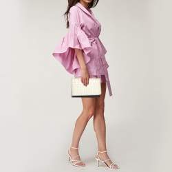 Pre Owned حقيبة كلتش بوتيغا فينيتا جلد انترشياتو بيج فاتح