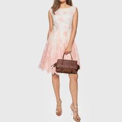 Pre Owned حقيبة بوتيغا فينيتا موناكو جلد ثعبان وجلد إنترشياتو بني