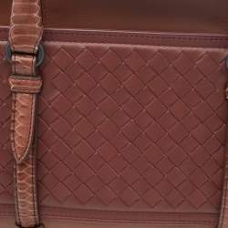 Pre Owned حقيبة بوتيغا فينيتا موناكو جلد ثعبان وجلد إنترشياتو بني