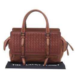 Pre Owned حقيبة بوتيغا فينيتا موناكو جلد ثعبان وجلد إنترشياتو بني