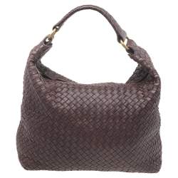 Pre Owned Bottega Veneta Brown Intrecciato Leather Medium New Ball Hobo 