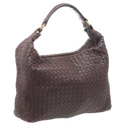 Pre Owned Bottega Veneta Brown Intrecciato Leather Medium New Ball Hobo 