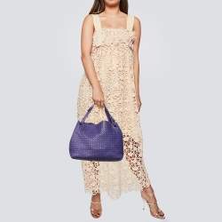 Pre Owned Bottega Veneta Purple Intrecciato Leather Medium Garda Tote