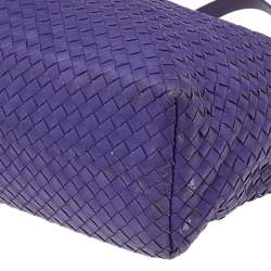 Pre Owned Bottega Veneta Purple Intrecciato Leather Medium Garda Tote