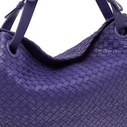 Pre Owned Bottega Veneta Purple Intrecciato Leather Medium Garda Tote