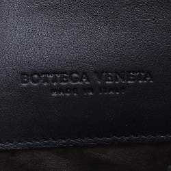 Pre Owned Bottega Veneta Black/Blue Intrecciato Leather And Python Trim Olimpia Bag