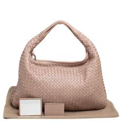 Pre Owned Bottega Veneta Beige Intrecciato Leather Medium Veneta Hobo