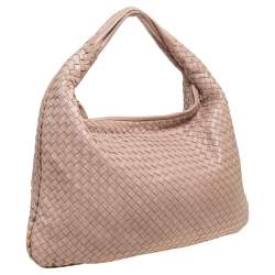 Pre Owned Bottega Veneta Beige Intrecciato Leather Medium Veneta Hobo