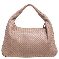 Pre Owned Bottega Veneta Beige Intrecciato Leather Medium Veneta Hobo