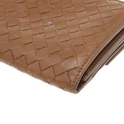 Pre Owned Bottega Veneta Brown Intrecciato Leather Wallet