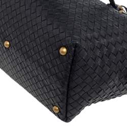 Pre Owned Bottega Veneta Black Intrecciato Leather Montaigne Satchel