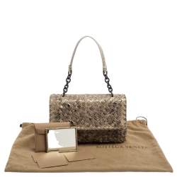 Bottega Veneta Beige Snakeskin Olimpia Shoulder Bag