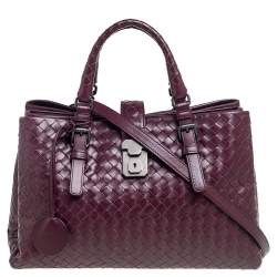 مملوكة مسبقًا Bottega Veneta Burgundy Intrecciato Leather Small Roma Tote
