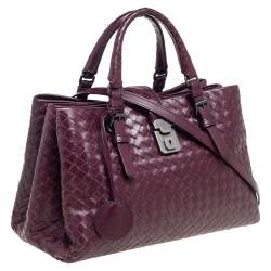 مملوكة مسبقًا Bottega Veneta Burgundy Intrecciato Leather Small Roma Tote