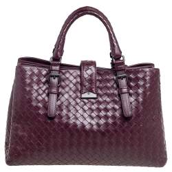 مملوكة مسبقًا Bottega Veneta Burgundy Intrecciato Leather Small Roma Tote